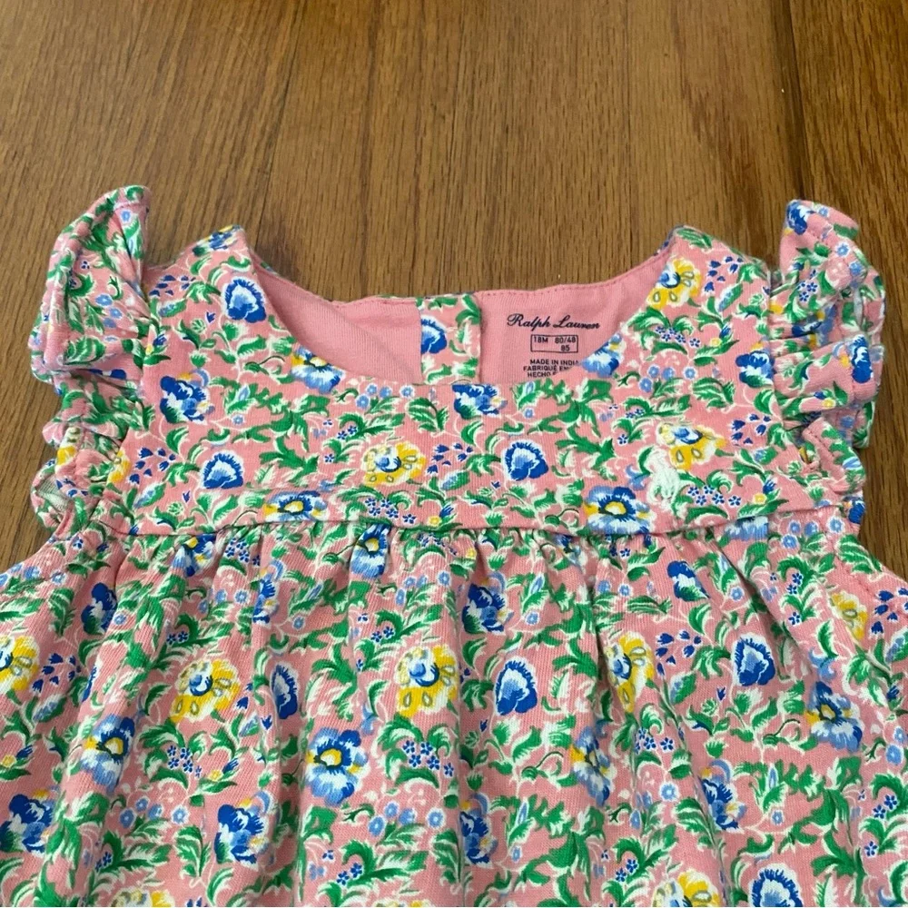 Ralph Lauren Pink Floral Cotton One Piece